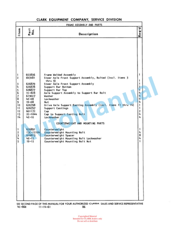 Clark Gas Clipper C Maintenance Manual and Parts Book 4C 571-4