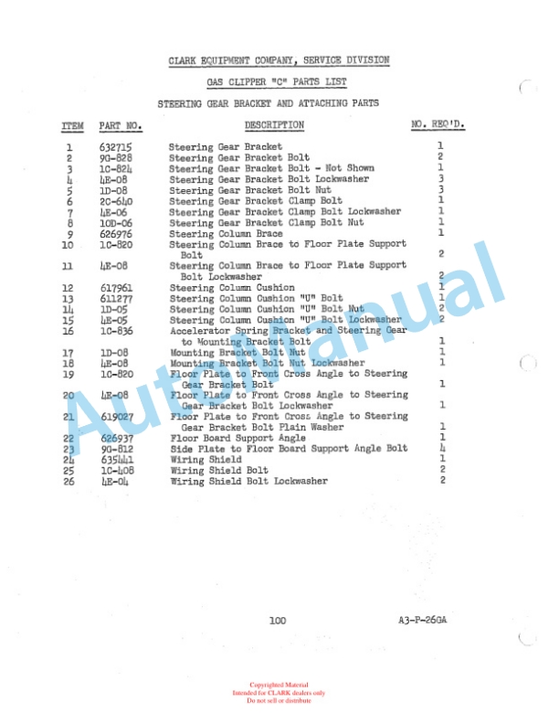 Clark Gas Clipper C Parts Book 434-A-4