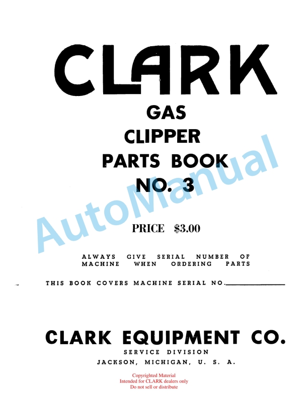 Clark Gas Clipper Parts Book 3