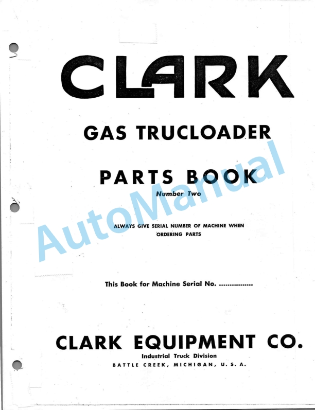 Clark Gas Trucloader Parts Book 2