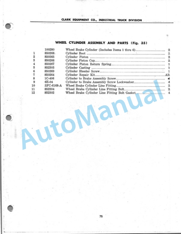 Clark Gas Trucloader Parts Book 2-5