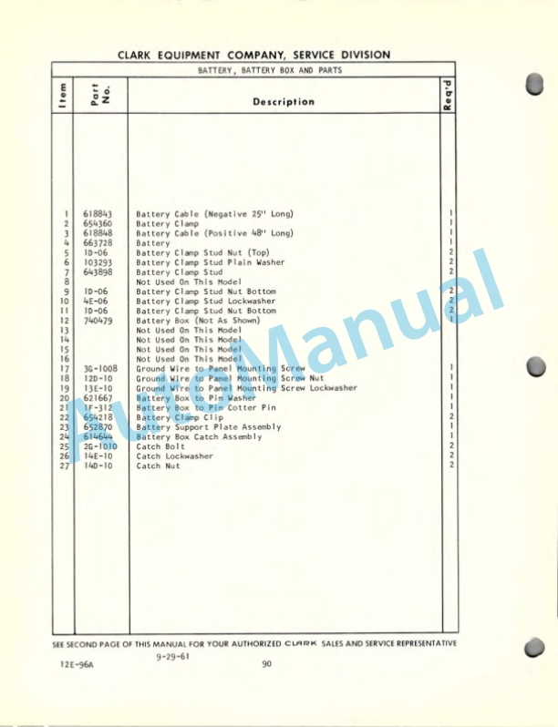 Clark Gas Ultilitruc F Maintenance Manual and Parts Book 12F 518-5