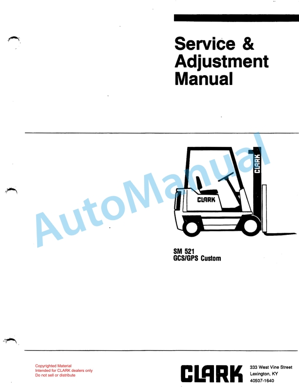 Clark GCS, GPS Custom Service and Adjustment Manual SM-521