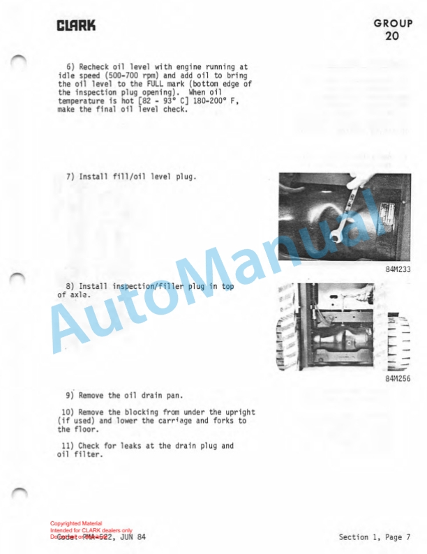 Clark GCS, GPS Custom Service and Adjustment Manual SM-521-3