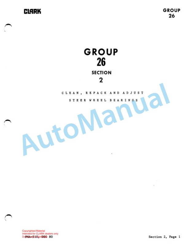 Clark GCS, GPS Custom Service and Adjustment Manual SM-521-4