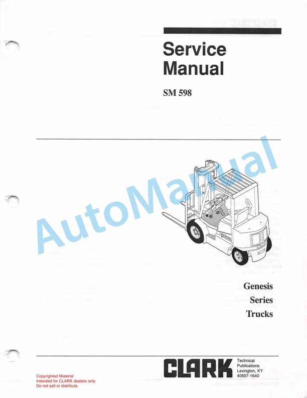 Clark Genesis Series Trucks Service Manual SM-598