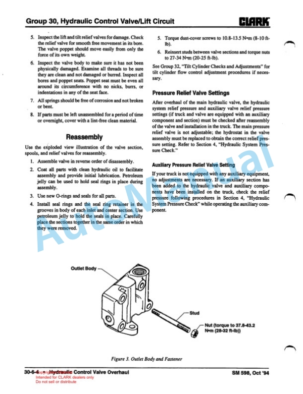 Clark Genesis Series Trucks Service Manual SM-598-4