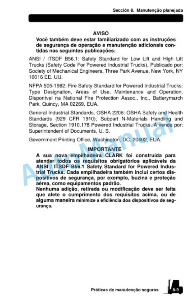 Clark GEX 40, GEX 45, GEX 50 Electric Rider Lift Trucks Operator Manual OM-901 POR-4