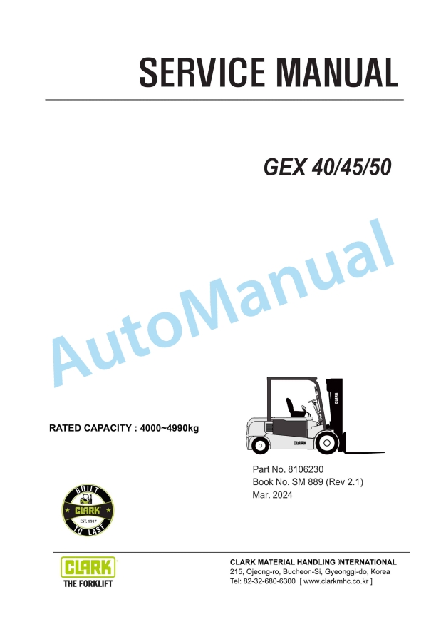 Clark GEX 40, GEX 45, GEX 50 Service Manual SM-889