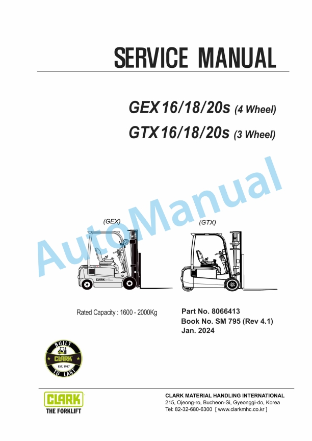 Clark GEX16, 18, 20s, GTX16, 18, 20s Service Manual SM-795