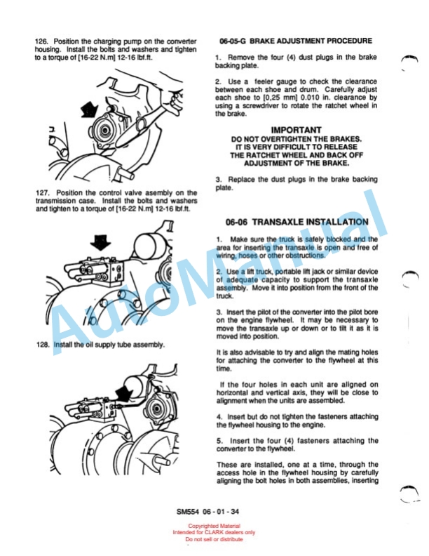 Clark GM127 Service and Adjustment Manual SM-554-2