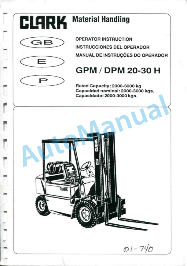 Clark GPM, DPM 20-30 H Operator Instructions OI-740