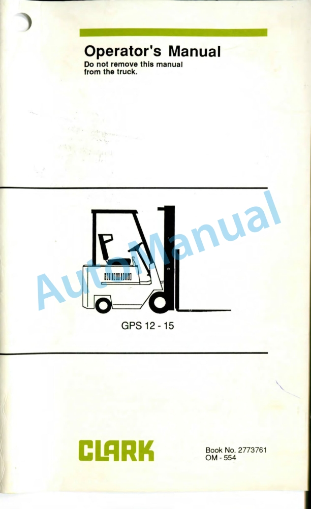 Clark GPS 12-15 Operator Manual OM-554