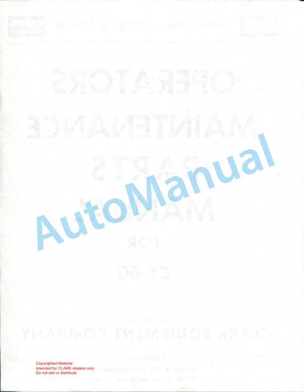 Clark GT, DT 32, 50 Towing Tractor Parts Book X165 6940-4