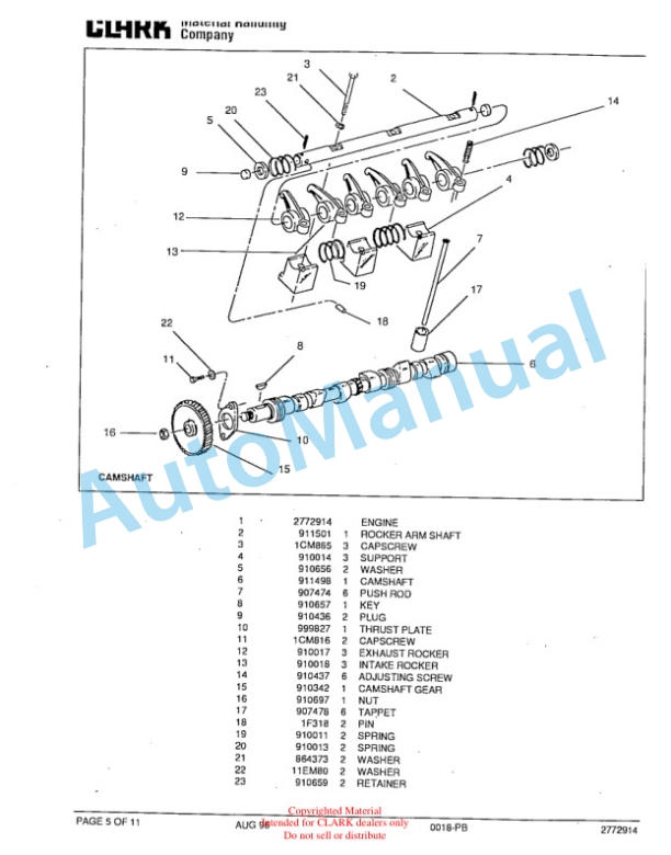 Clark GTDT 25-50 Towing Tractor Parts Book X167 6940-2