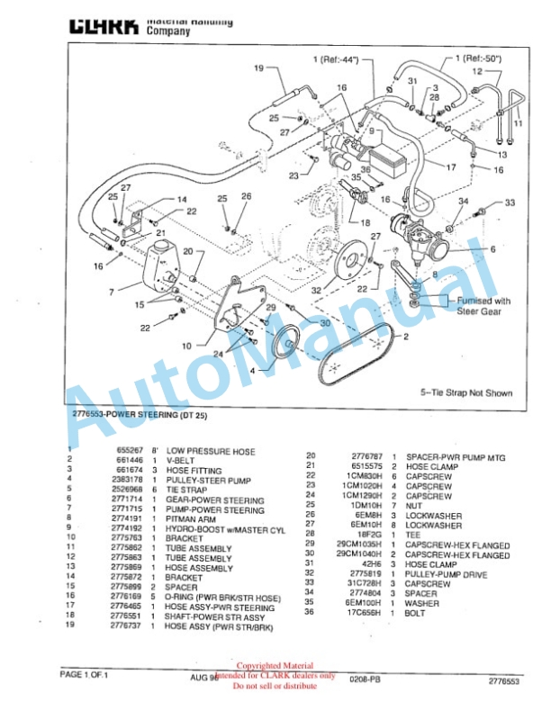Clark GTDT 25-50 Towing Tractor Parts Book X167 6940-5