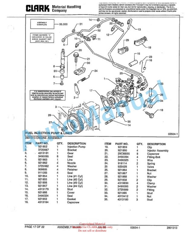 Clark GTDTE Towing Tractor Parts Book X166-4