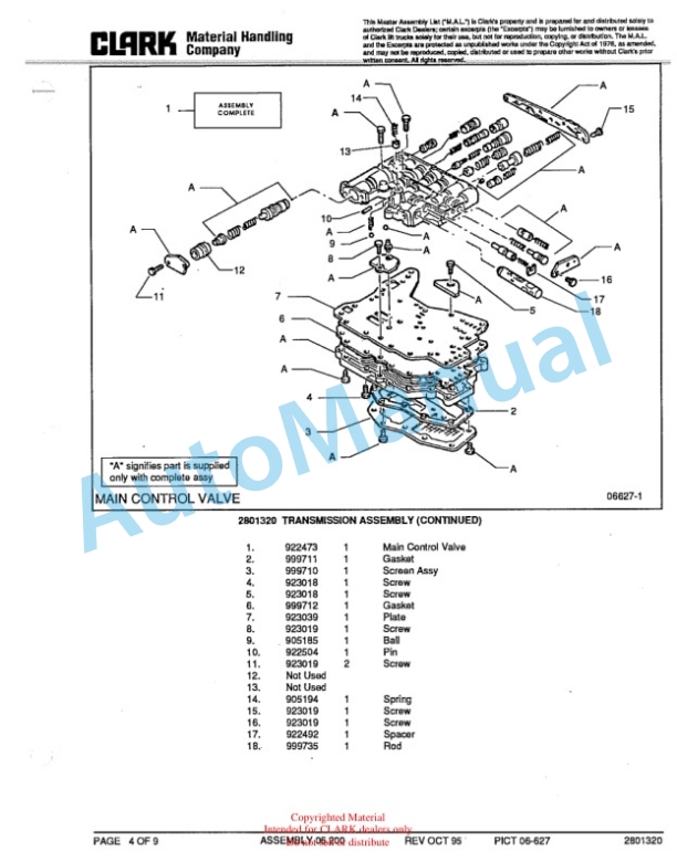 Clark GTDTE Towing Tractor Parts Book X166-5