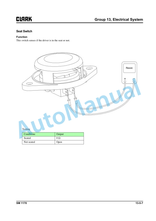 Alternative view of Clark GTS 20 L, GTS 25 L, GTS 30 L, GTS 33 L Service Manual SM-1170