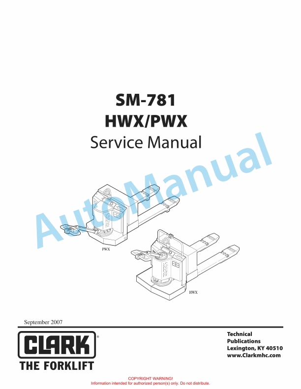 Clark HWX, PWX Service Manual SM-781
