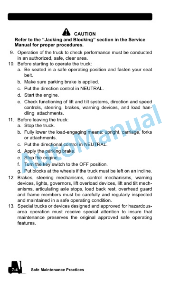 Clark Internal Combustion Lift Truck Operator Manual OM-598-3