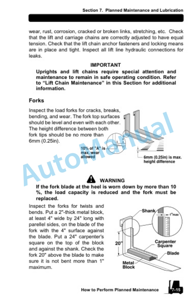 Clark Internal Combustion Lift Truck Operator Manual OM-598-4
