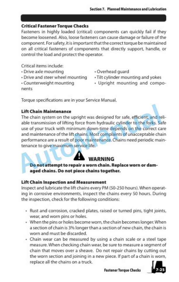 Clark Internal Combustion Lift Truck Operator Manual OM-624-5