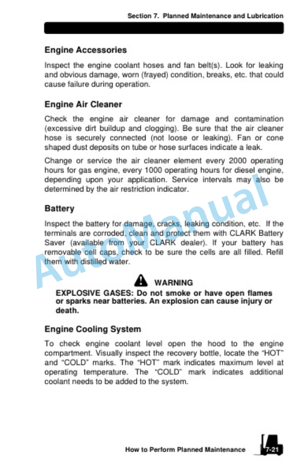 Clark Internal Combustion Lift Truck Operator Manual OM-670-5