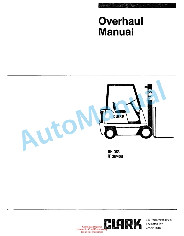 Clark IT 30, IT 40B Overhaul Manual OH-366
