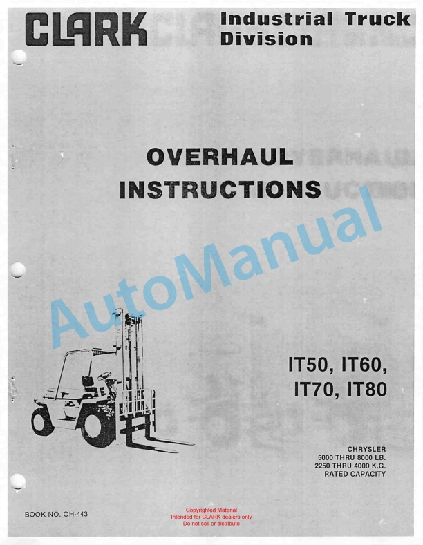 Clark IT 50, IT 60, IT 70, IT 80 Overhaul Instructions OH-443