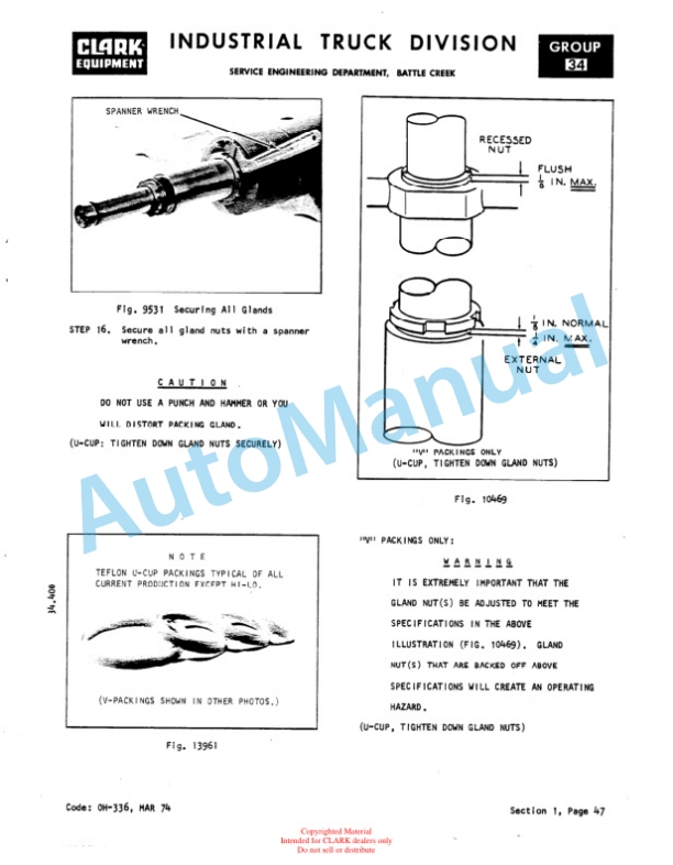 Clark IT 50D, IT 60D, IT 70D, IT 80D Overhaul Manual OH-390-3