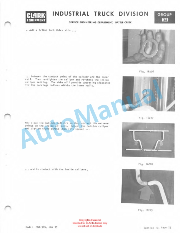 Clark IT 60, IT 70, IT 80 Planned Maintenance and Adjustment Procedures Manual PMA-387-3