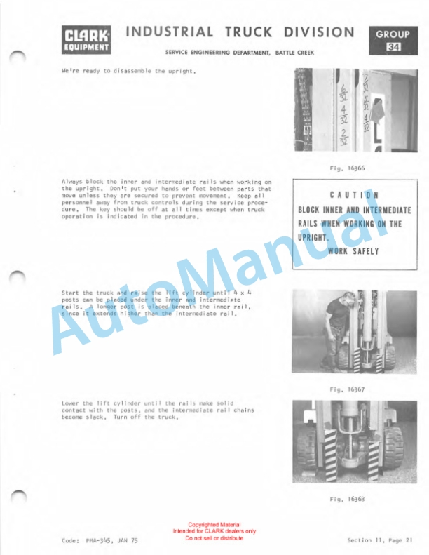 Clark IT 60, IT 70, IT 80 Planned Maintenance and Adjustment Procedures Manual PMA-387-5