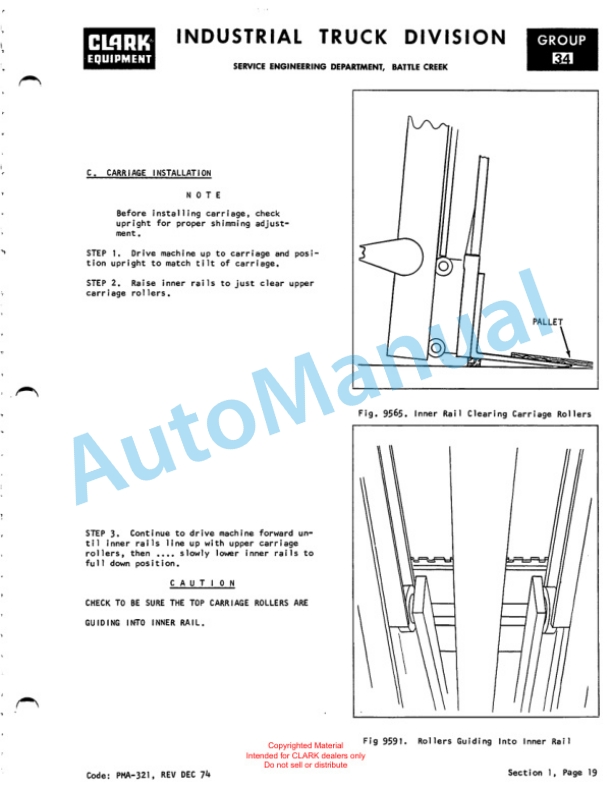 Clark IT 60D, IT 70D, IT 80D Planned Maintenance and Adjustment Procedures Manual PMA-390-2