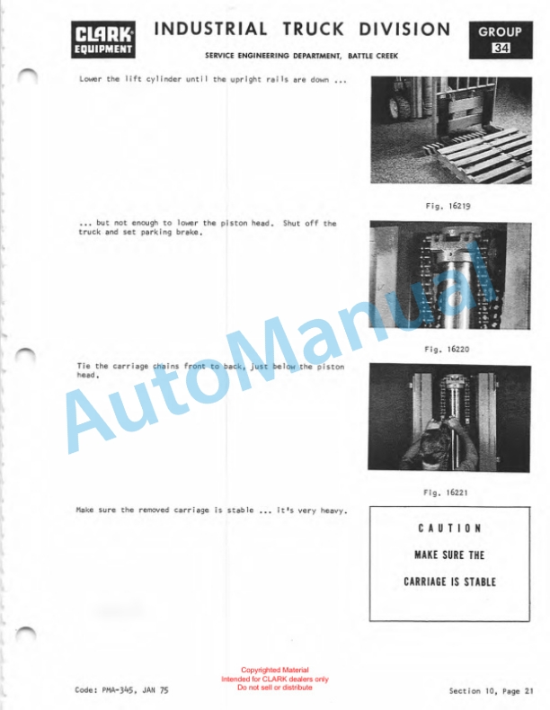 Clark IT 60D, IT 70D, IT 80D Planned Maintenance and Adjustment Procedures Manual PMA-390-3