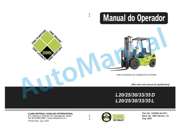 Clark L 20, 25, 30, 33, 35 D, L 20, 25, 30, 33, 35 L Operator Manual OM-1146