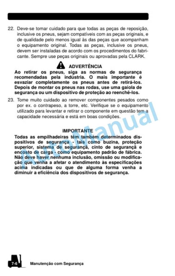 Clark L 20, 25, 30, 33, 35 D, L 20, 25, 30, 33, 35 L Operator Manual OM-1146-4