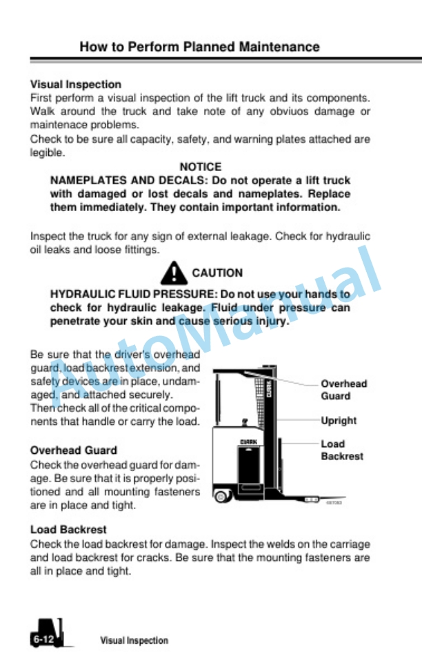 Clark Narrow Aisle and Stand-Up Counterbalanced Trucks Operator Manual OM-657-4