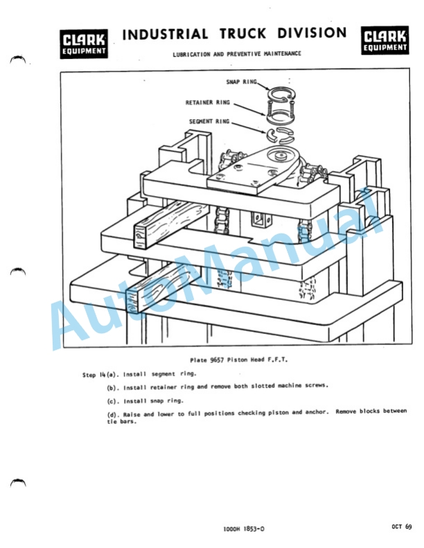 Clark Narrow Alsle Trucks Model 15, 20, 25, 30, 40 Solid State, Resistor Control Operator Manual O-291-1-4