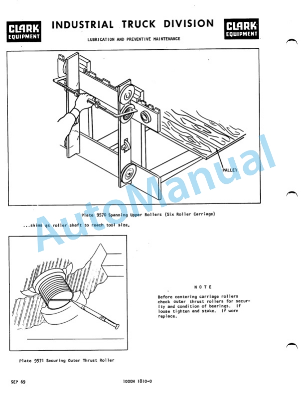 Clark Narrow Alsle Trucks Model 15, 20, 25, 30, 40 Solid State, Resistor Control Operator Manual O-291-1-5