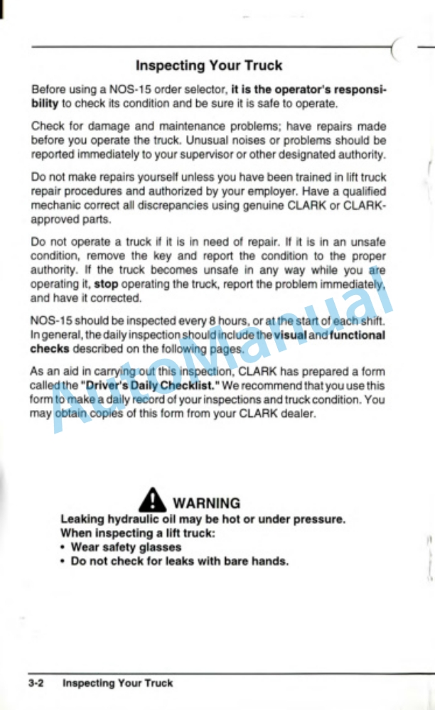 Clark NOS-15 Operator Manual OM-613-2
