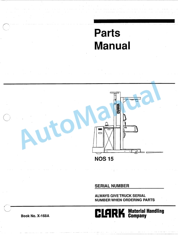 Clark NOS 15 Parts Manual X-168A