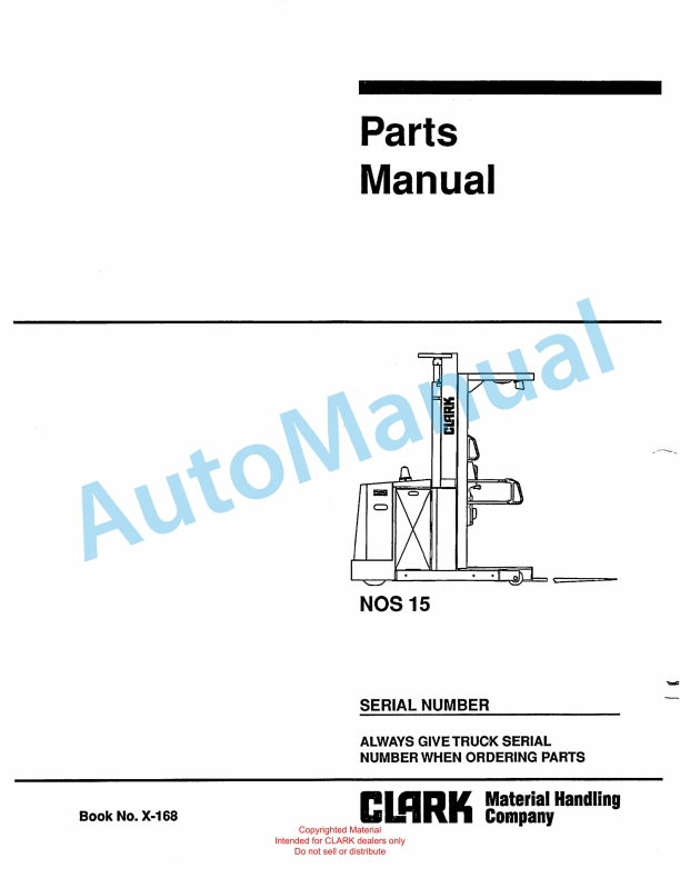 Clark NOS 15 Parts Manual X168
