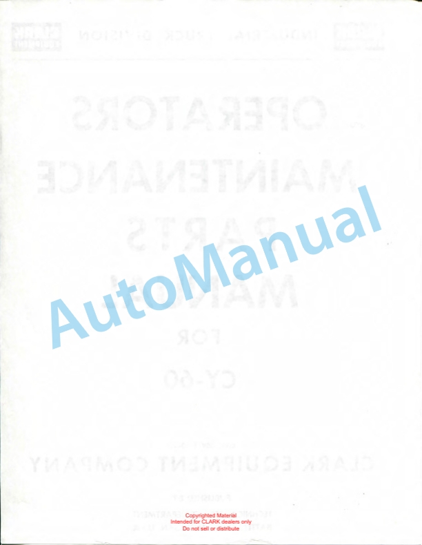 Clark NOS 15 Parts Manual X168-4