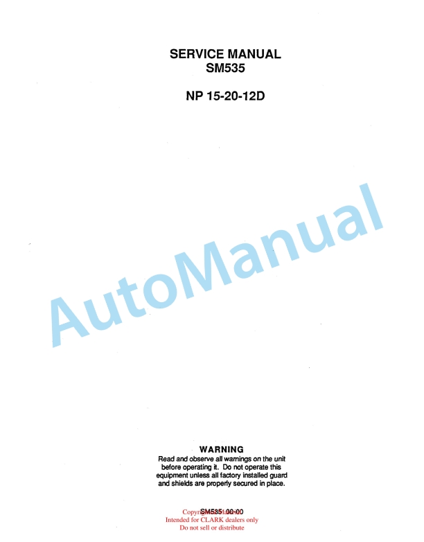 Clark NP 15, 20, 12D Service Manual SM-535