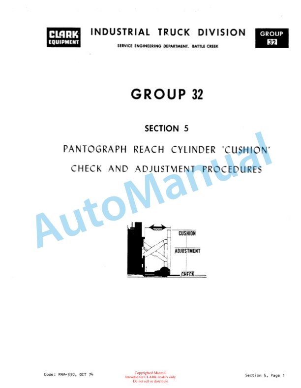 Clark NP 300, NP 500 Planned Maintenance and Adjustment Procedures Manual PMA-374-3