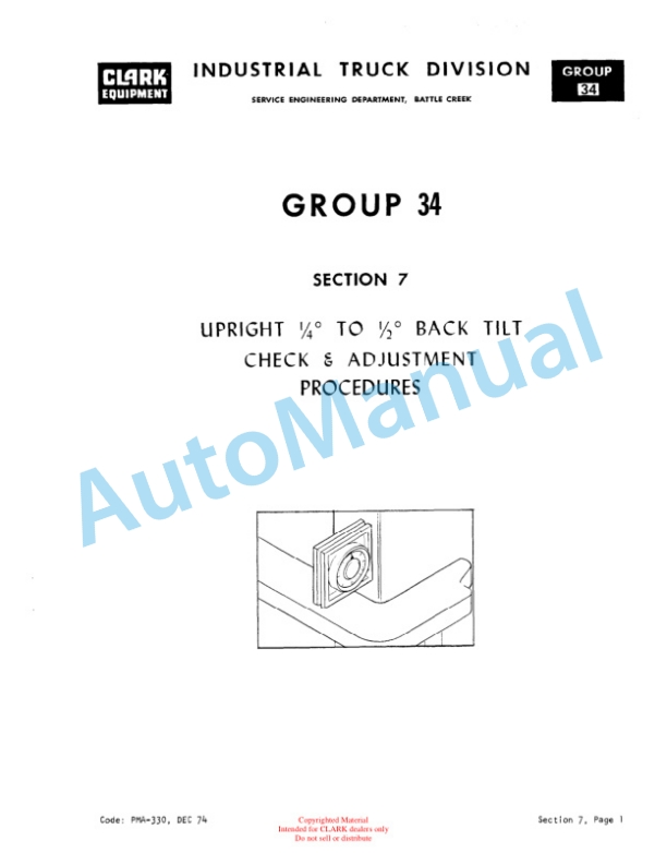 Clark NP 300, NP 500 Planned Maintenance and Adjustment Procedures Manual PMA-374-5