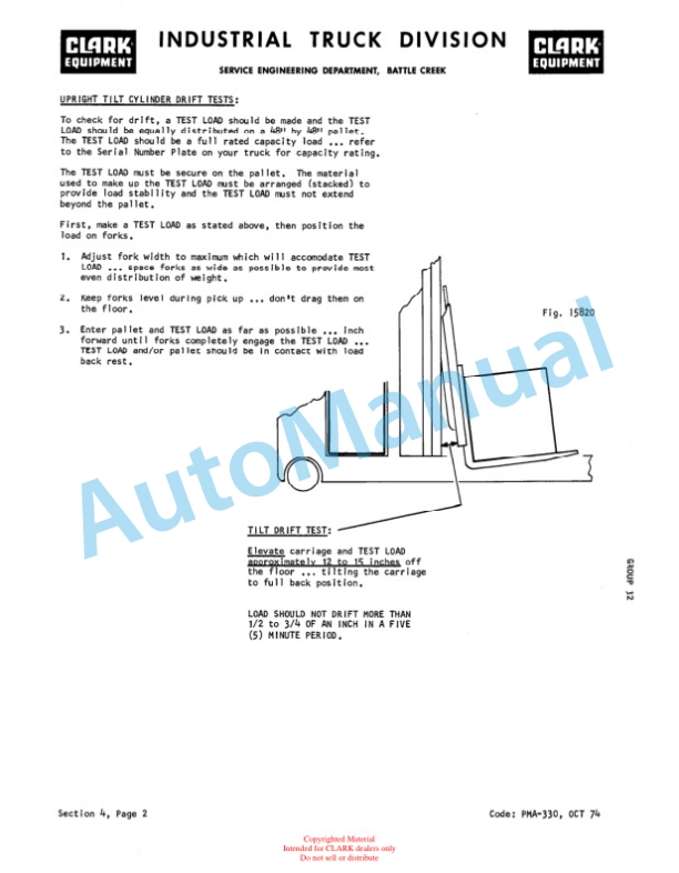 Clark NP-300 Planned Maintenance and Adjustment Procedures Manual PMA-423-3