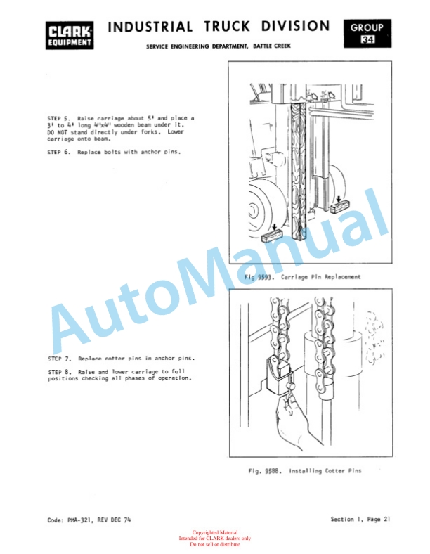 Clark NP-300 Planned Maintenance and Adjustment Procedures Manual PMA-423-4
