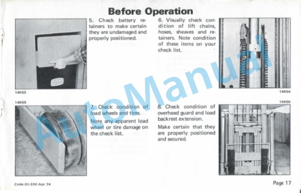 Clark NP-500 Narrow Aisle Reach Truck Operator Instructions OI-330-2